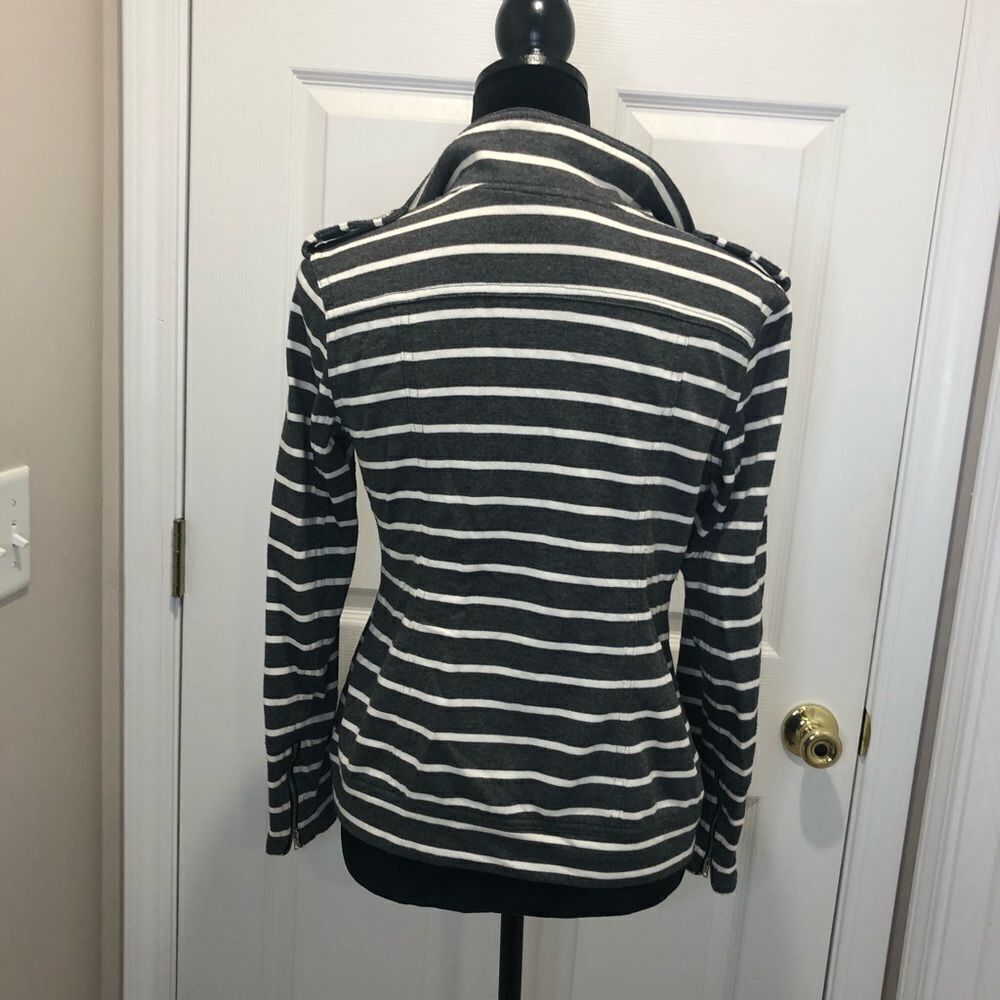 Market & Spruce gray and white striped zip front jacket size medium - Picture 9 of 15